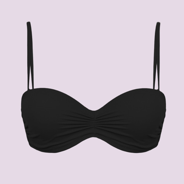 Rock Club Γυναικείο Μαγιό Strapless Push up Μαύρο δετό με ρυθμιζόμενες τιράντες BP2456