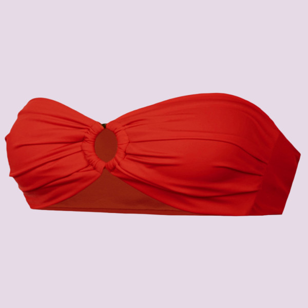 Rock Club Γυναικείο Μαγιό Strapless Κόκκινο δετό με χρυσό κρίκο  BP2430 RED