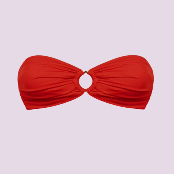 Rock Club Γυναικείο Μαγιό Strapless Κόκκινο δετό με χρυσό κρίκο  BP2430 RED