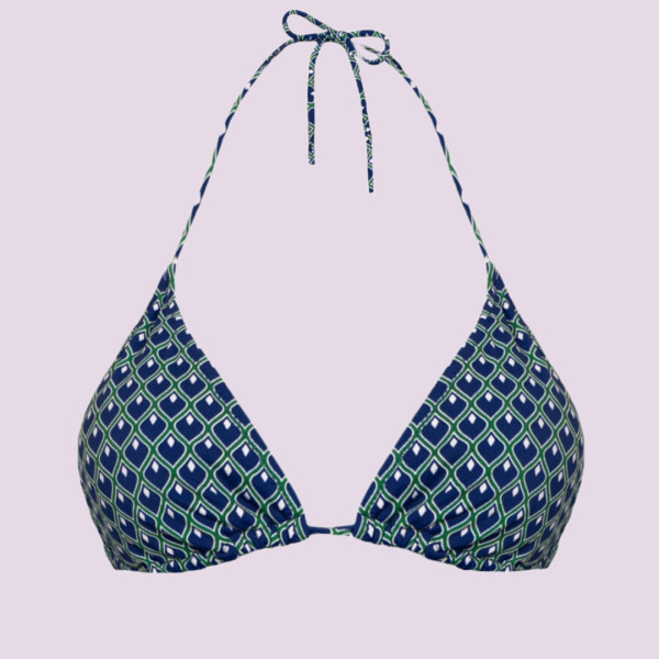 Rock Club Γυναικείο Μαγιό Τριγωνάκι με Αφαιρούμενη ελαφριά Ενίσχυση μπλέ με σχέδια BP2441.DROPS