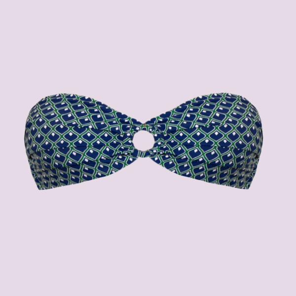 Rock Club Γυναικείο Μαγιό Strapless Μπλέ  δετό με κρίκο και σχέδιο  BP2442 BLUE