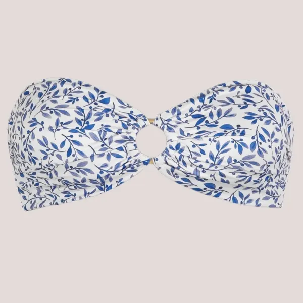 Rock Club Γυναικείο Μαγιό Strapless λευκό δετό με χρυσό κρίκο  BP2466