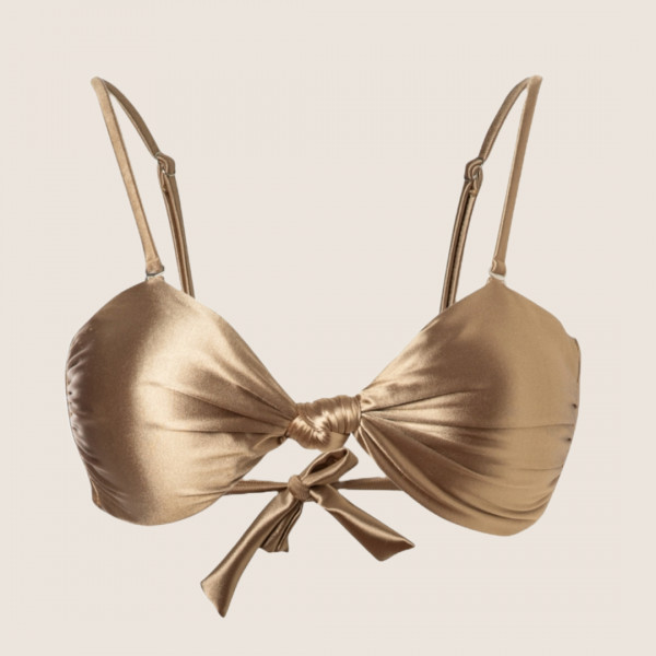Nikama Γυναικείο Χρυσό Bikini Top Bandeau Μεταλιζέ με Αφαιρούμενες Τιράντες WSW23AU