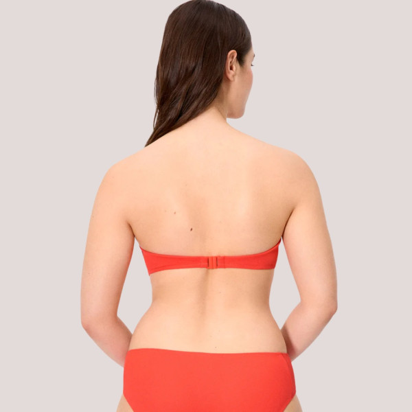 Ysabel Mora Γυναικείο Μαγιό Strapless πικέ C cup με αποσπόμενες τιράντες Vivid Coral Κοραλί 83326 Bandeau