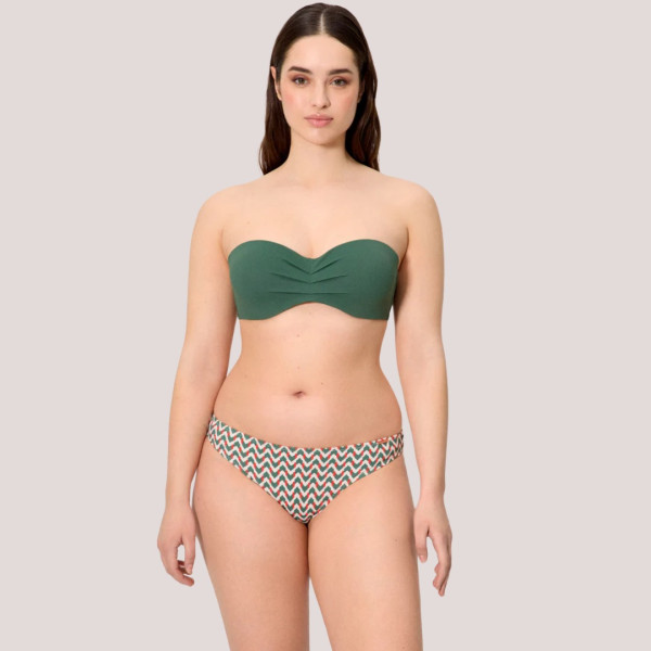 Ysabel Mora Γυναικείο Μαγιό Strapless πικέ C cup με αποσπόμενες τιράντες Wild Green πράσινο χακί 83326 Bandeau