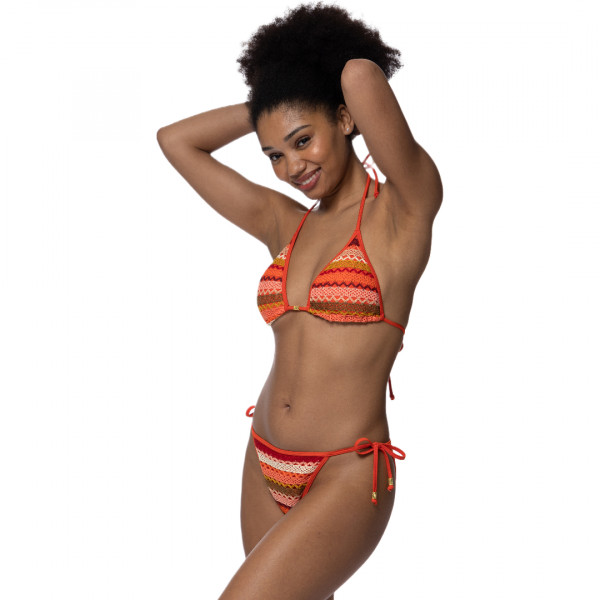 Dorina Bikini Σλίπ Μαγιό Δετό Πορτοκαλί Πλεκτό με Κέντημα D001784PK012-CO0018