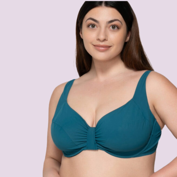 Luna Blue Sense Γυναικείο Σουτιέν Μαγιό για Μεγάλo Στήθος Βalconette Χωρίς Ενίσχυση πετρολ  91927