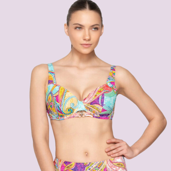 Luna Γυναικείο Μαγιό Τοπ Σουτιεν για μεγάλο στήθος Full Cup χωρίς ενίσχυση Ρόζ  94283 MADISON