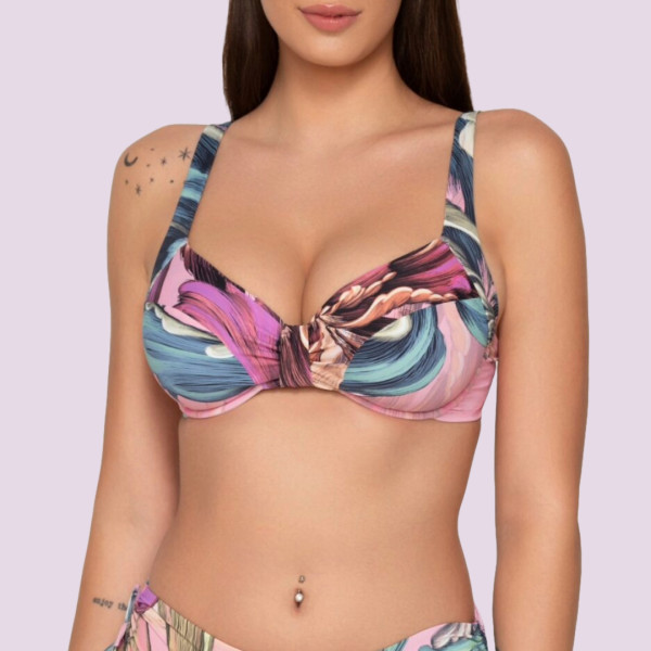 Luna Γυναικείο Μαγιό Musa Top Minimizer για μεγάλο στήθος χωρίς ενίσχυση Ροζ φλοράλ λεπτομέρειες summer collection 94552