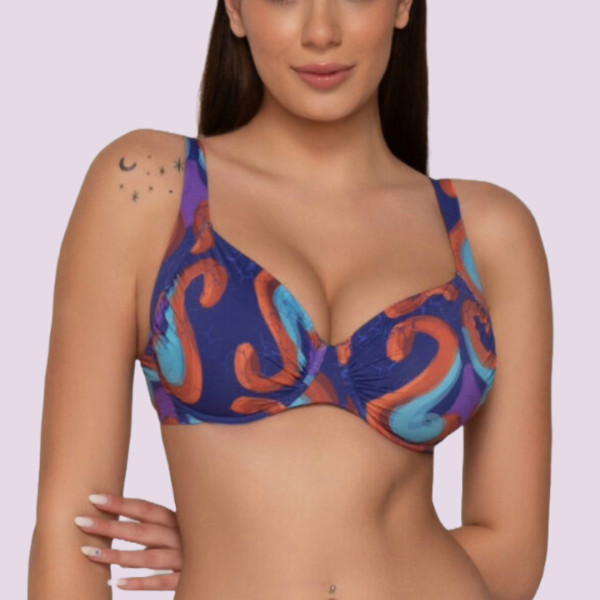 Luna Γυναικείο Μαγιό Riviera Top Minimizer για μεγάλο στήθος χωρίς ενίσχυση Μωβ αποχρώσεις multicolour summer collection 94473