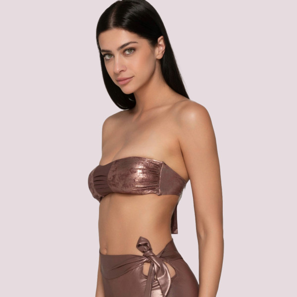 Luna γυναικείο μαγιό Fade strapless δετό με αποσπόμενο cup ιριδίζον  μπρονζέ  swimwear Summer Collection 94510 