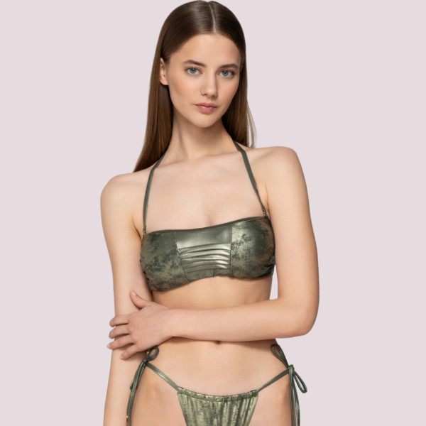 Luna γυναικείο μαγιό Fade strapless δετό με αποσπόμενες cup ιριδίζον πράσινο Swimwear Summer Collection 94510 Luna γυναικείο μαγιό Fade strapless δετό με αποσπόμενες cup ιριδίζον πράσινο Swimwear Summer Collection 94510