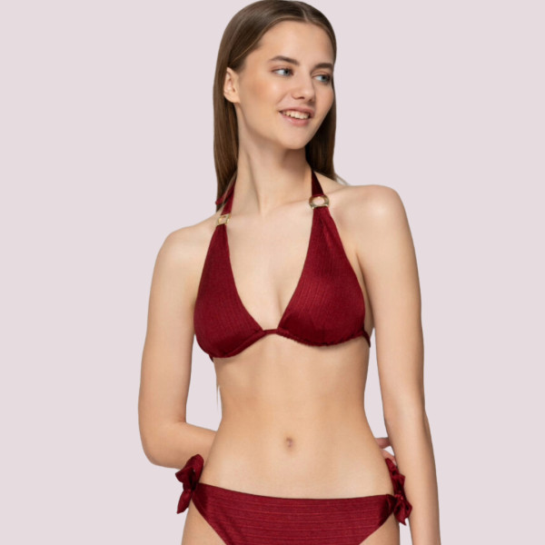 Luna Γυναικείο τρίγωνο μαγιό Triangle με αποσπόμενο cup  ιριδίζον  μπορντώ  94652 Gold BORDEAUX
