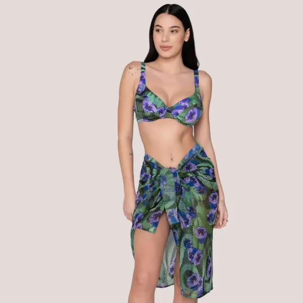 Luna Γυναικείο Bikini Top Balconette με Floral Snake Print σε Πράσινες & Μωβ Αποχρώσεις ,Blossom μπικίνι C/D 94723