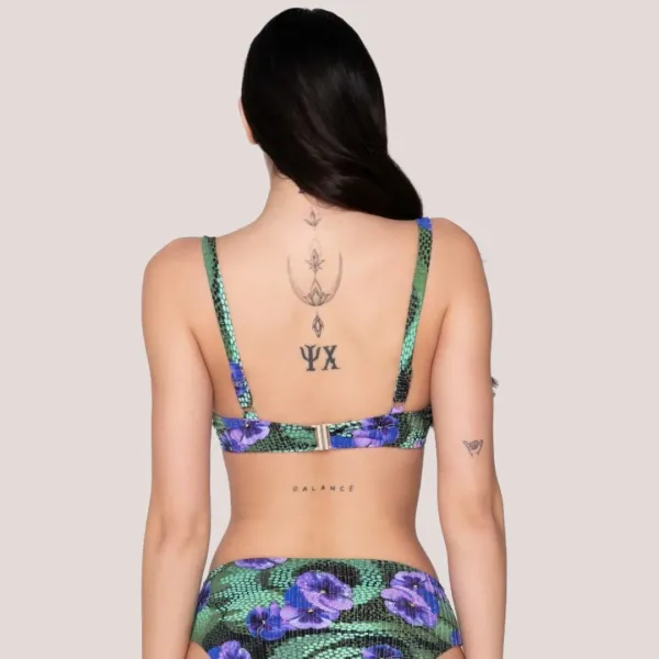Luna Γυναικείο Bikini Top Balconette με Floral Snake Print σε Πράσινες & Μωβ Αποχρώσεις ,Blossom μπικίνι C/D 94723