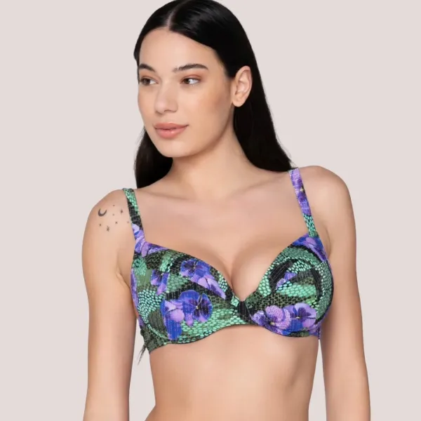 Luna Γυναικείο Bikini Top Balconette με Floral Snake Print σε Πράσινες & Μωβ Αποχρώσεις ,Blossom μπικίνι C/D 94723