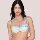 Luna Γυναικείο  Serenity μπικίνι strapless με ενίσχυση & τιράντες C/D για μεγάλο στήθος Summer Collection 94740 Λευκό με γαλάζια χρυσά & λαδί φλοράλ prints