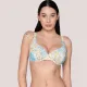 Luna Γυναικείο  Serenity μπικίνι top balconette χωρίς ενίσχυση D & E Cup για μεγάλο στήθος Summer Collection 94743 Λευκό με γαλάζια χρυσά & λαδί φλοράλ prints