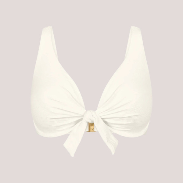 Triumph Γυναικείο μαγιό τοπ σουτιέν με βαθύ ντεκολτέ με ρυθμιζόμενες τιράντες λευκό ανάγλυφο Summer Dune W 10226529 3799/1K