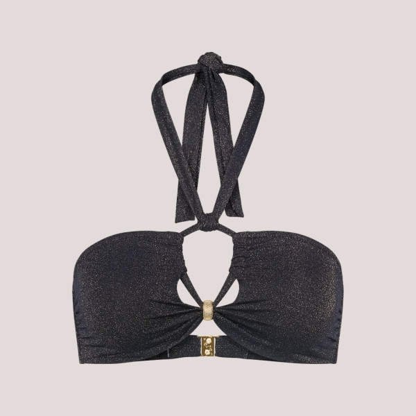 Triumph Γυναικείο μαγιό τοπ Summer sunset bandeau μαύρο χρυσό glitter χωρίς ενίσχυση  με ιδιαίτερο κόψιμο 10226605.0004/04