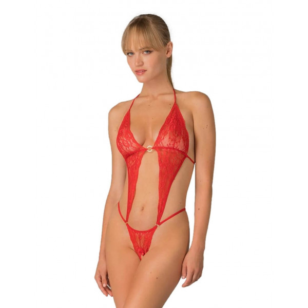 Milena by Paris Γυναικείο Κόκκινο Sexy Κορμάκι Body String 002454