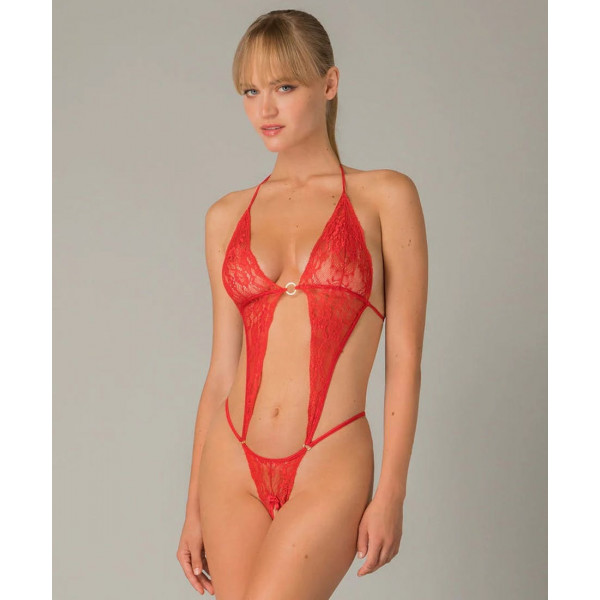 Milena by Paris Γυναικείο Κόκκινο Sexy Κορμάκι Body String 002454