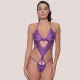 Milena by Paris Γυναικείο Sexy Κορμάκι Μωβ Purple Ανοιχτό Κάτω με Δαντέλα 002492