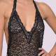 Milena by Paris Γυναικείο Sexy Κορμάκι Στρίνγκ Μαύρο με υπέροχη ελαστική Δαντέλα 002522