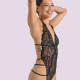 Milena by Paris Γυναικείο Sexy Κορμάκι Στρίνγκ Μαύρο με υπέροχη Δαντέλα &  πλαινά κοψίματα 002529 Black