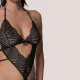 Milena by Paris Γυναικείο Sexy Κορμάκι μαύρο Black Ανοιχτό Κάτω με Δαντέλα 002492