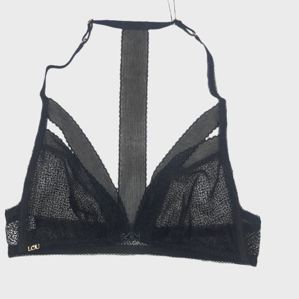 Lou Γυναικείο Μαύρο Bralette με Κούμπωμα Μπροστά με Δαντέλα  51296