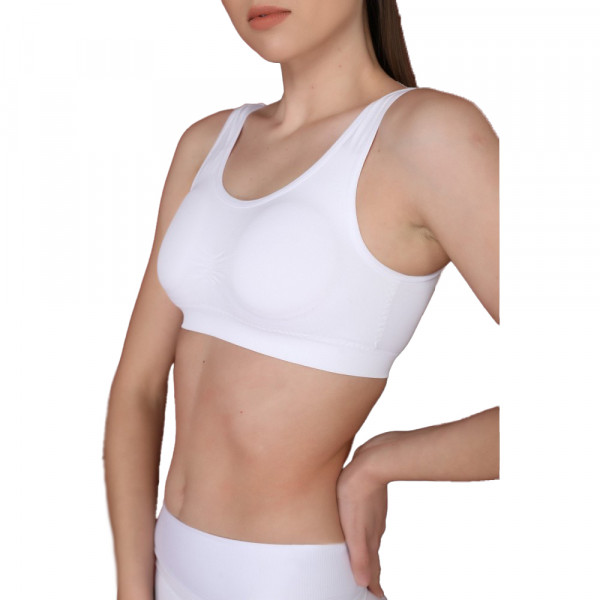 Elite Γυναικείο Εφηβικό Λευκό Fitness Μπουστάκι με Στήριξη και χωρίς Μπανέλα B-O2