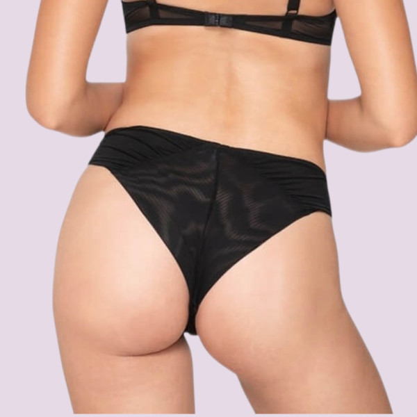 Luna Γυναικείο brazik με Δαντέλα και Τούλι Μαύρο 26701 Sylvie