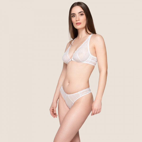 Luna Γυναικείο Sexy Εσώρουχο Brazil String Λευκό White Summer Collection 2024 Συλλογή 26500 Νυφική Συλλογή