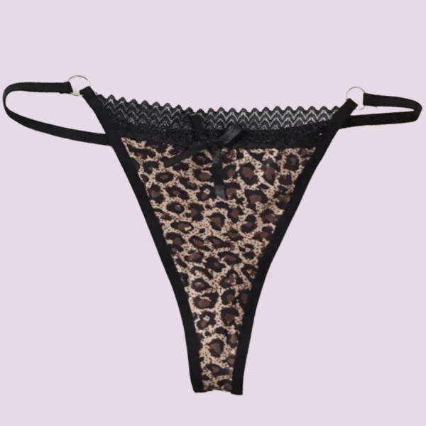 Rosa Juno Γυναικείο sexy εσωρούχο string με λεπτό κορδονάκι animal print καφέ one size ZB7490 BROWN