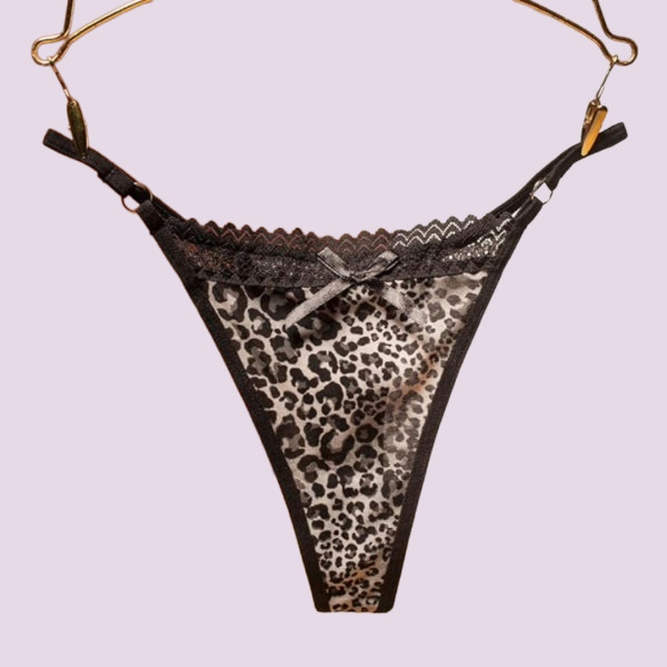 Rosa Juno Γυναικείο sexy εσωρούχο string με λεπτό κορδονάκι animal print καφέ one size ZB7490 BROWN