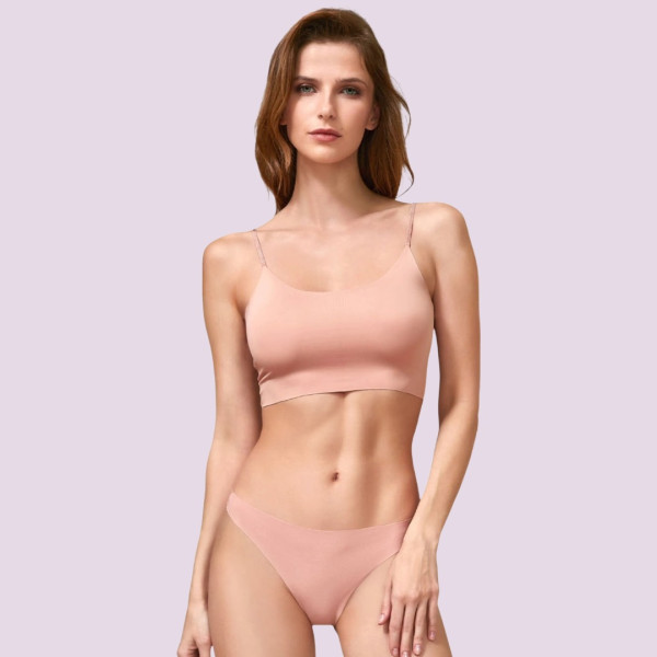 Berrak Γυναικείο Σλιπ Πούδρα Invissible laser cut string 11691 pudra