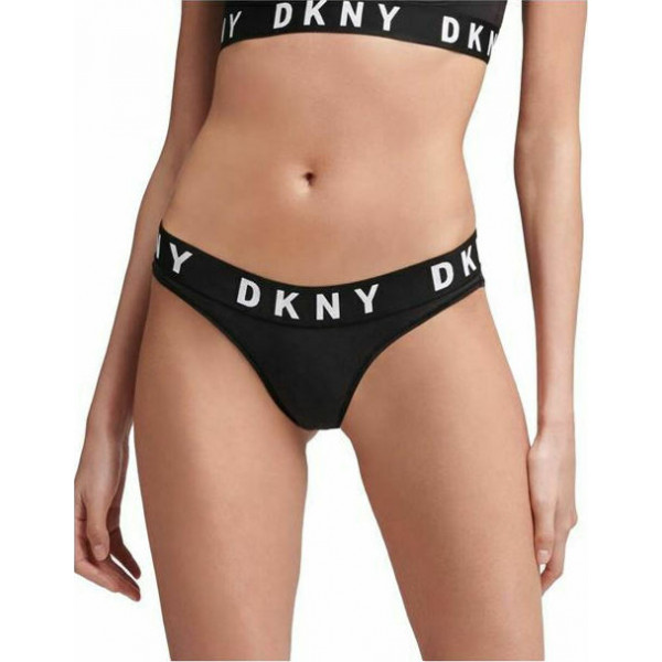 DKNY Boyfriend Cozy Thong Γυναικείο Σλιπ Στρινγκ Μαύρο DK4529-Y3T