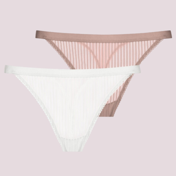 Dorina Γυναικεία εσώρουχα String  λευκό -σομόν 1+1 Δώρο Collection FXST0047LA077-2X0465