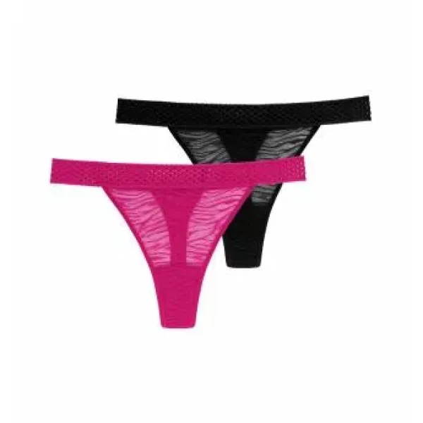 Dorina Γυναικεία εσώρουχα String φουξια- μαυρο 1+1 Δώρο Collection  FXST0003ME021-2X0310