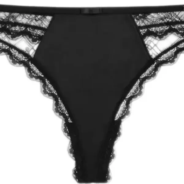 Dorina Hasina slip thong string σατέ μαύρο string με δαντελένιες λεπτομέρειες FXTH0011LA190-BK0001