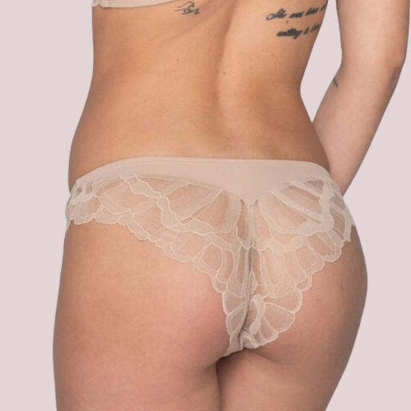 Luna Melody Brazilian Brief Γυναικείο Brazil Σλίπ με φανταστική δαντέλα μπεζ 24240 Beige