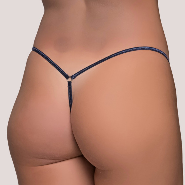 Milena G-String Lace γυναικείο Στρίνγκ Δαντέλα με λουλούδια ανάγλυφα Blue σκούρο Μπλέ 006951
