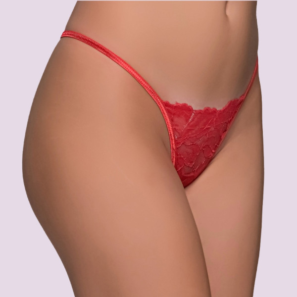 Milena G-String Lace γυναικείο Στρίνγκ Δαντέλα με λουλούδια ανάγλυφα Κόκκινο 006951