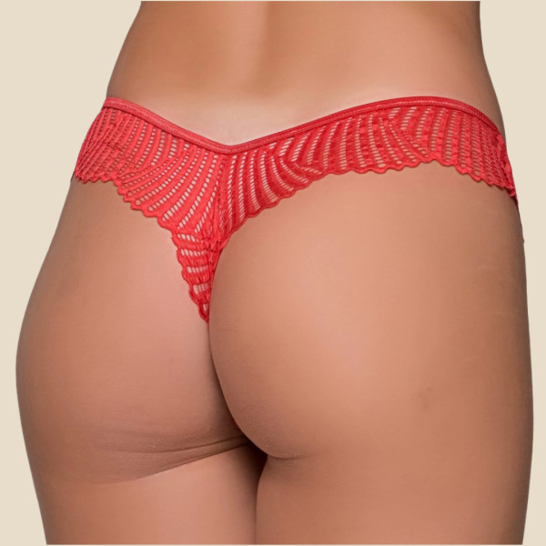 Milena by Paris Γυναικείο sexy εσώρουχο κόκκινο String με δαντέλα 007701