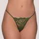 Milena G-String Lace γυναικείο Στρίνγκ Δαντέλα με λουλούδια ανάγλυφα Χακί Olive 006951