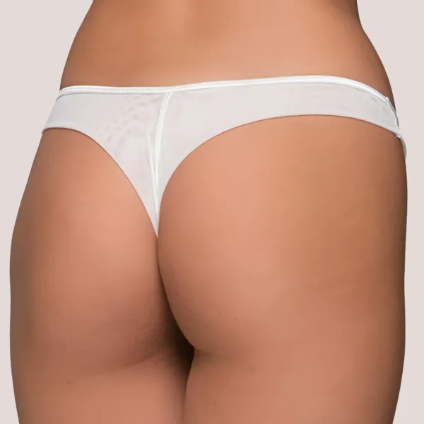 Milena by Paris Γυναικείο String με Τούλι και Χρυσοκλωστή Ψηλόμεσο Εφέ Σμίλευσης Λευκό White 007677
