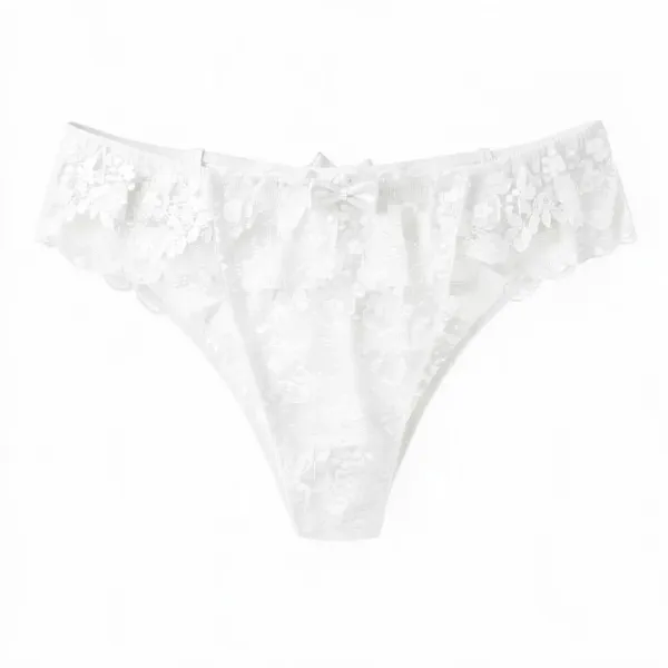 Γυναικείο sexy εσώρουχο λευκό String με δαντέλα και φιογκάκια στο πίσω μέρος Q8332 white