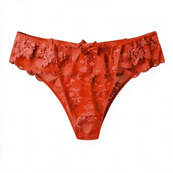 Γυναικείο sexy εσώρουχο κόκκινο String με δαντέλα και φιογκάκια στο πίσω μέρος Q8332 red