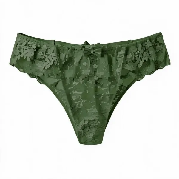 Γυναικείο sexy εσώρουχο κυπαρισσί String με δαντέλα και φιογκάκια στο πίσω μέρος Q8332 green